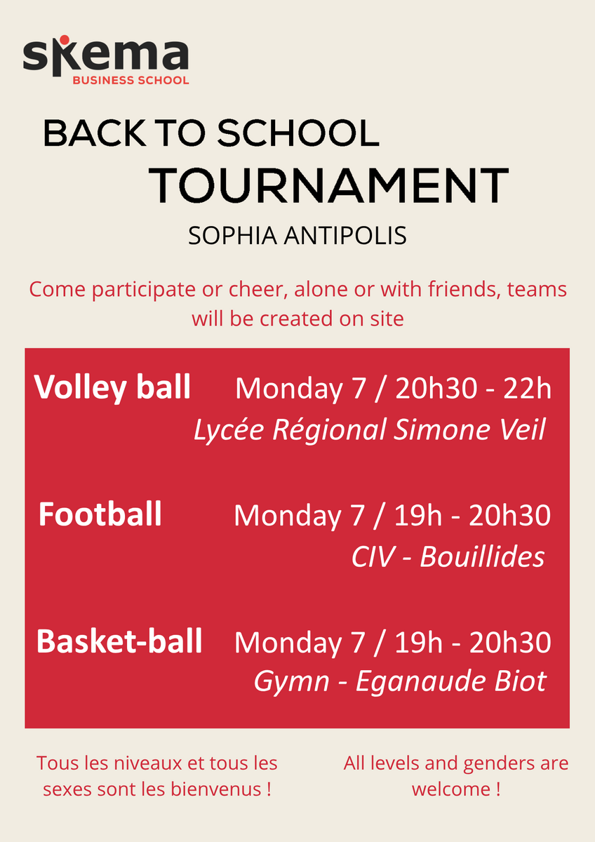BACK TO SCHOOL TOURNAMENT - MONDAY SEPTEMBER 7